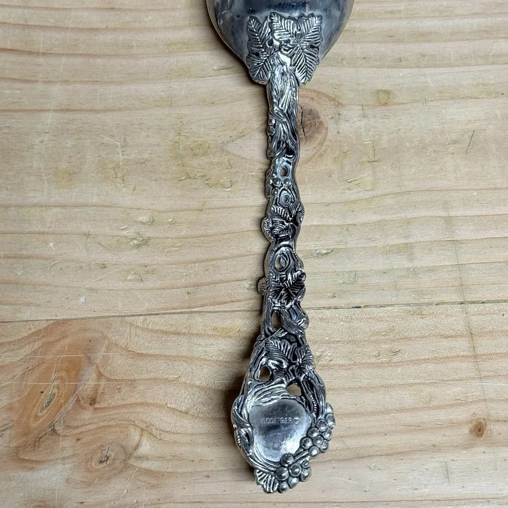 Vintage Godinger Silverplate Grapevine Serving Spoon 10.75